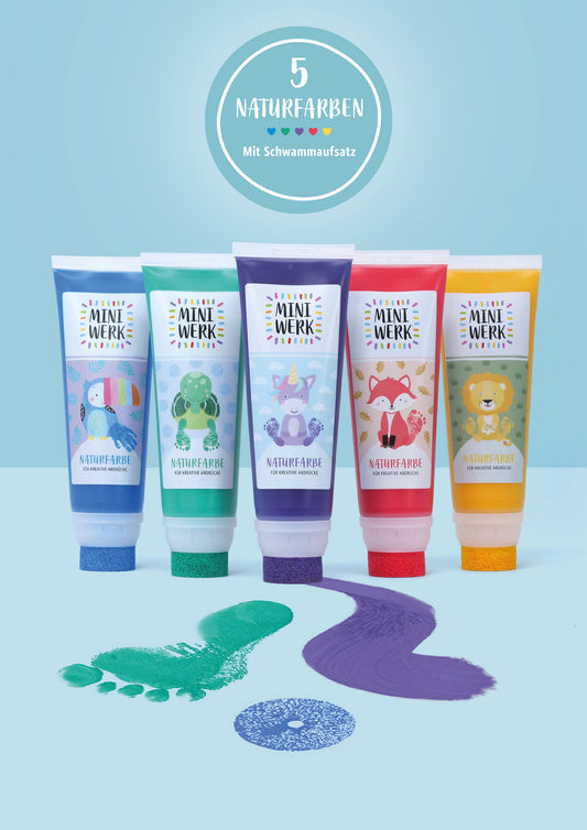 *NATURFARBE 5er GRUNDFARBENSET* mit Schwammaufsatz