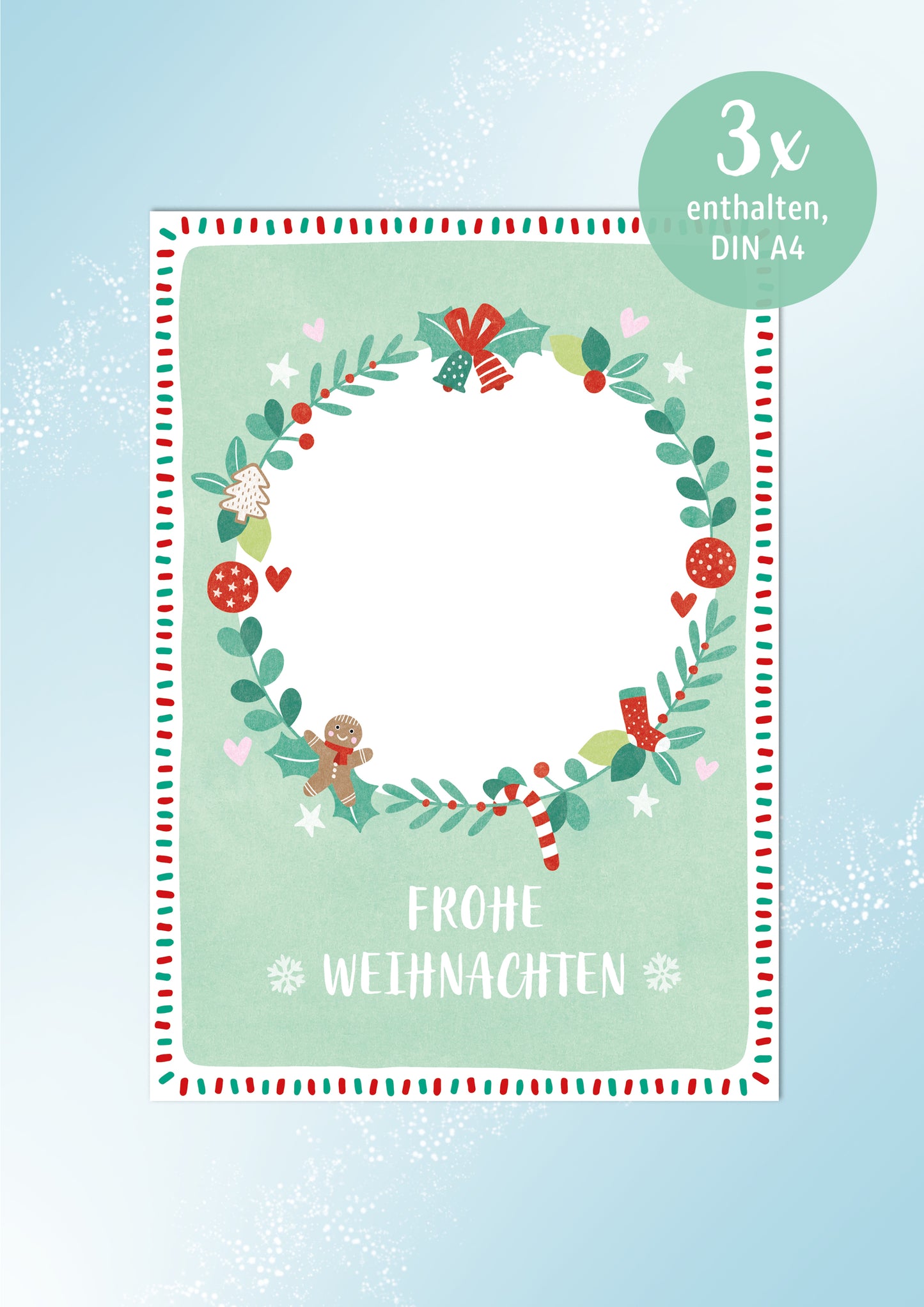 Weihnachtskartenset mit 6 Kreativkarten à 3 Stück