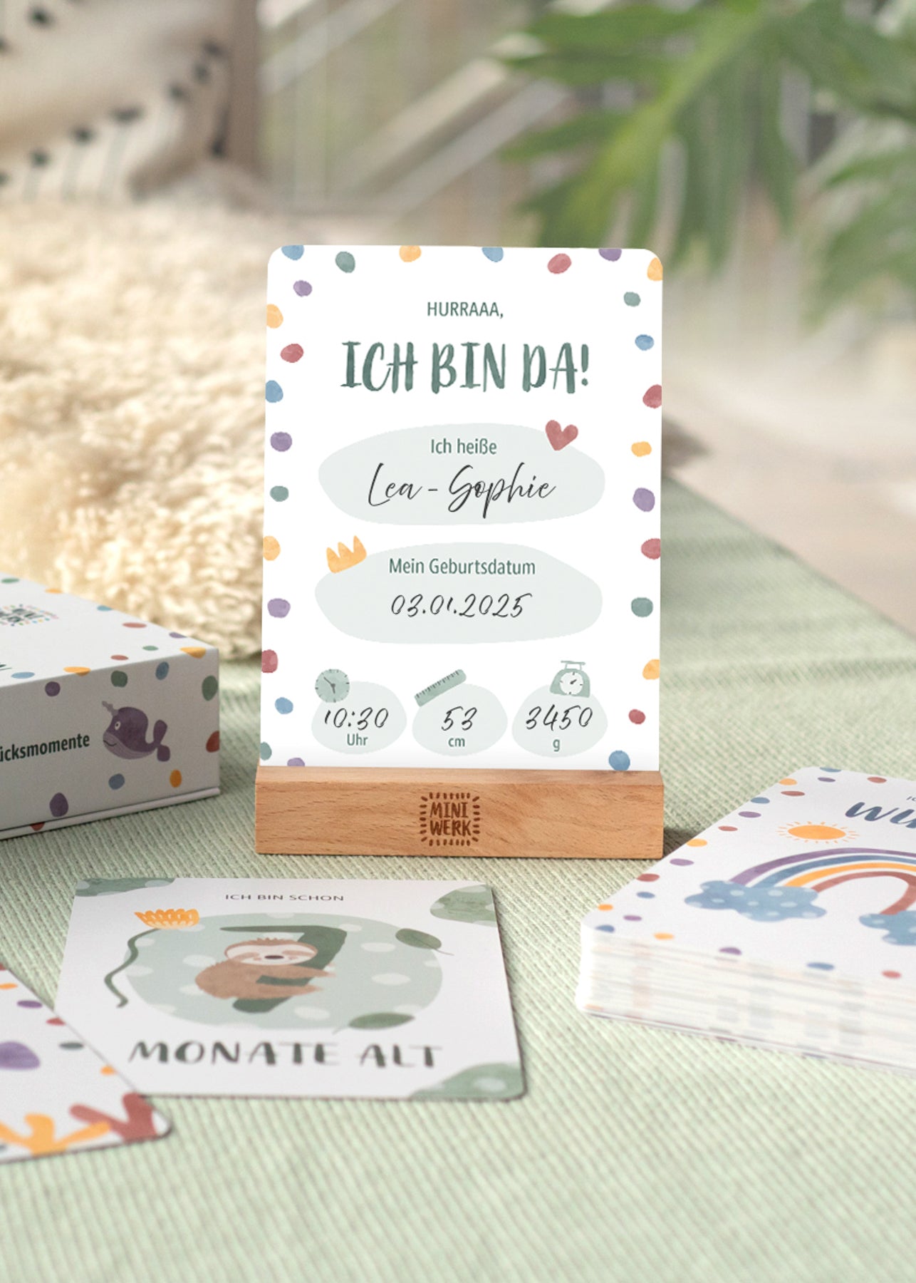 Baby Meilensteinkarten Erinnerungsbox 0-12 Monate