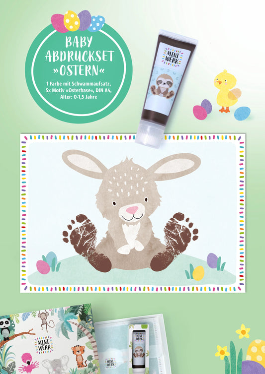 Baby Abdruckset, Fußabdruck Baby, Osterhase, Osterkarte, Ostergeschenk
