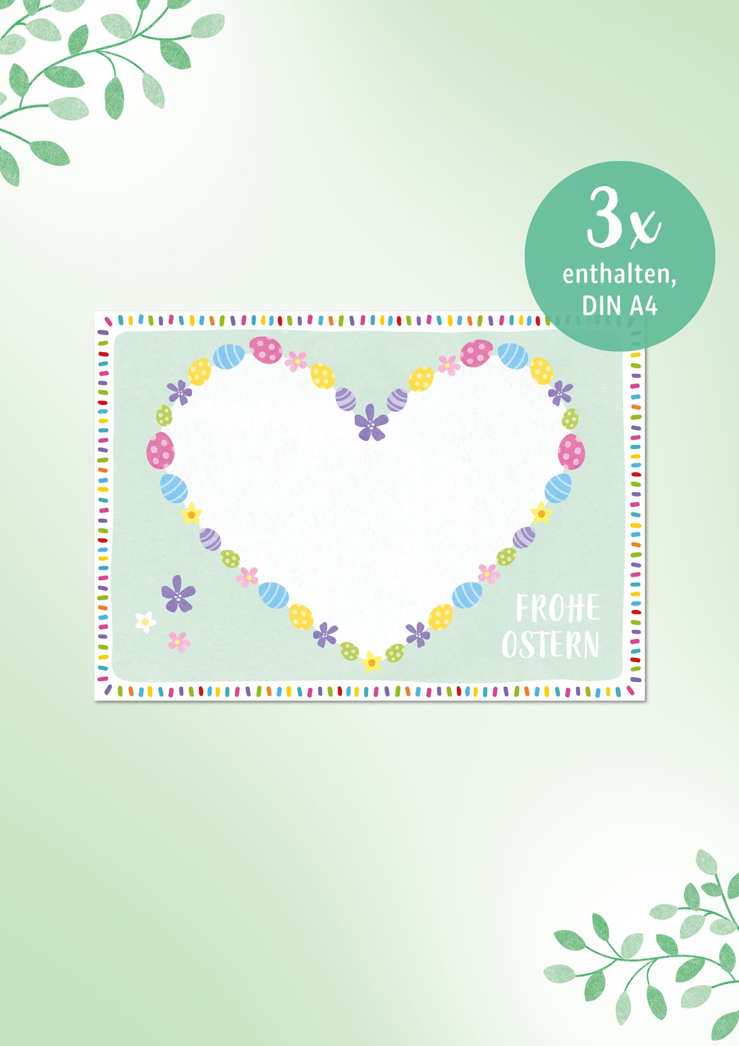 Kreativkarte *OSTERHERZ* für Hand- oder Fußabdrücke 3 Stück