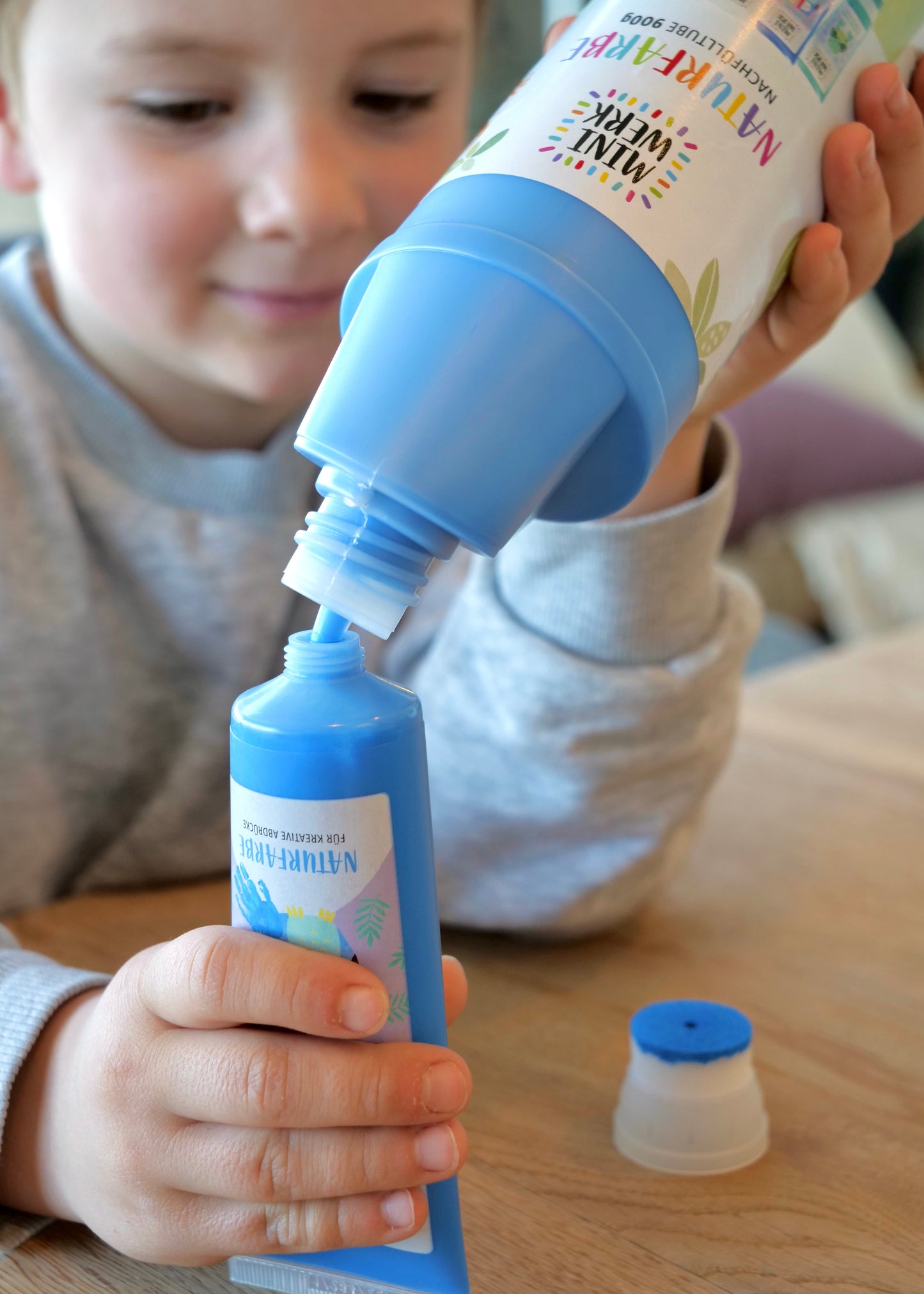 *NACHFÜLLTUBE BLAU* für Miniwerk Naturfarbe mit Schwammaufsatz