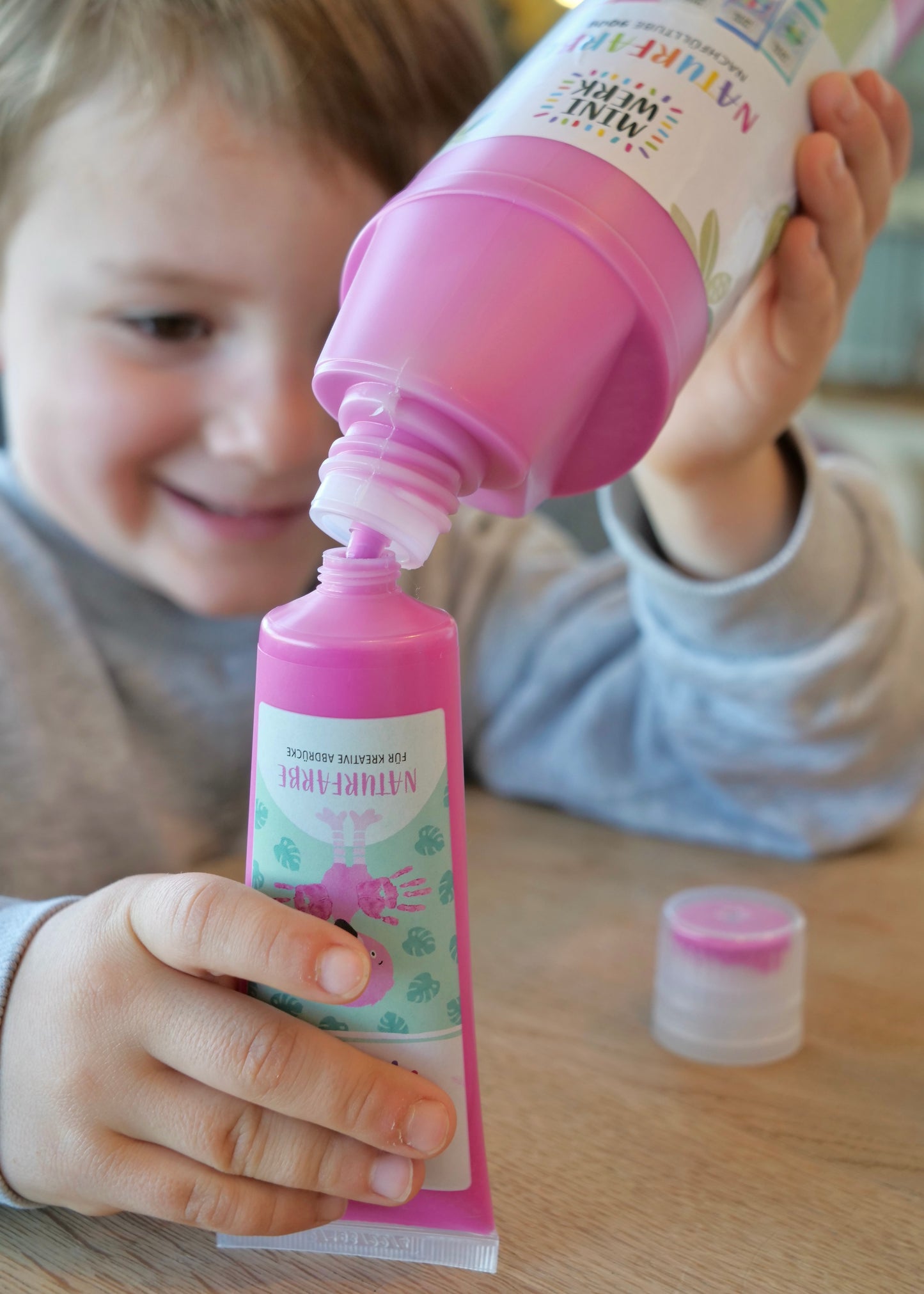 *NACHFÜLLTUBE ROSA* für Miniwerk Naturfarbe mit Schwammaufsatz