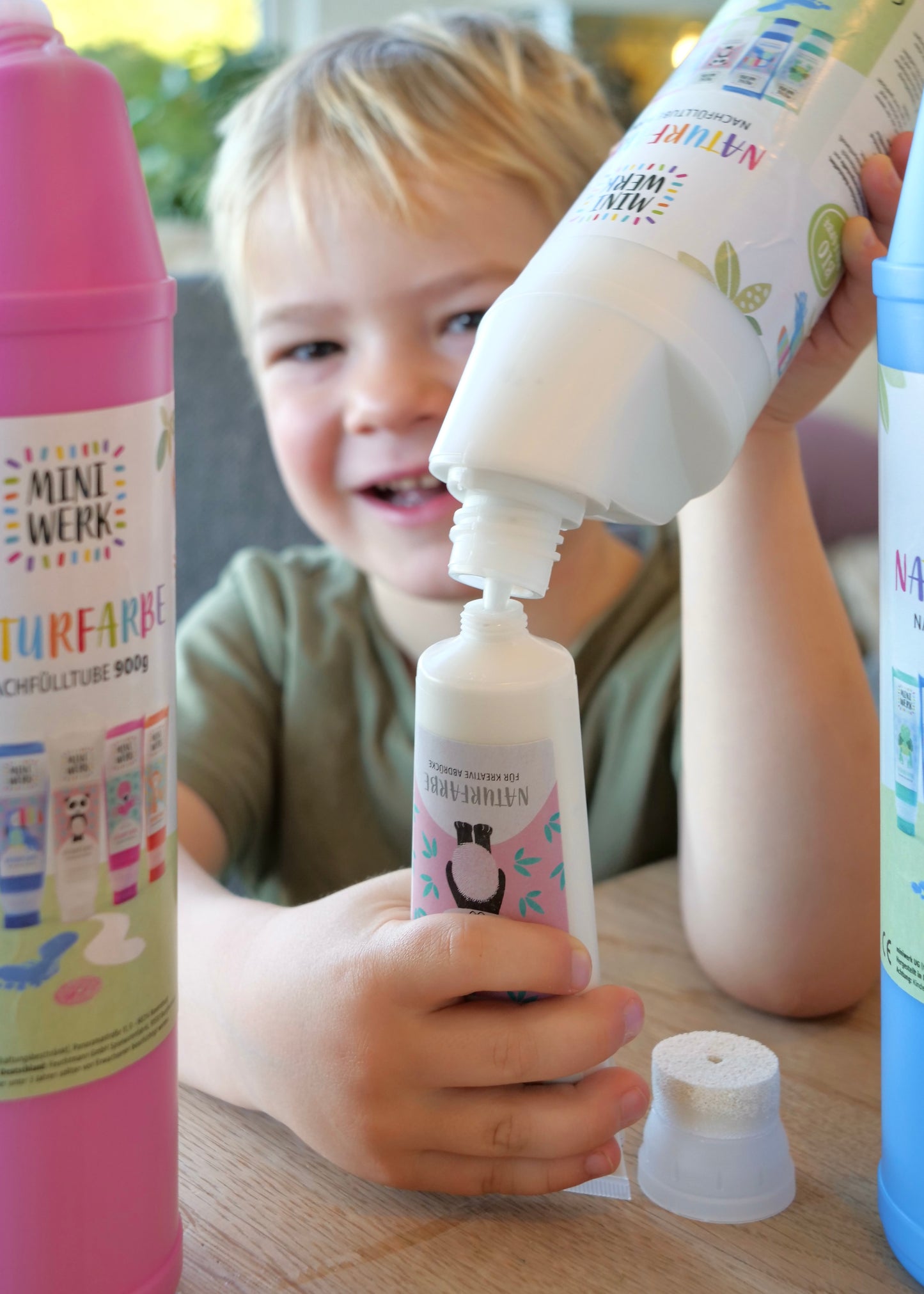 *GROßES MALSET* - 5 Naturfarben mit Schwammaufsatz und Nachfülltuben