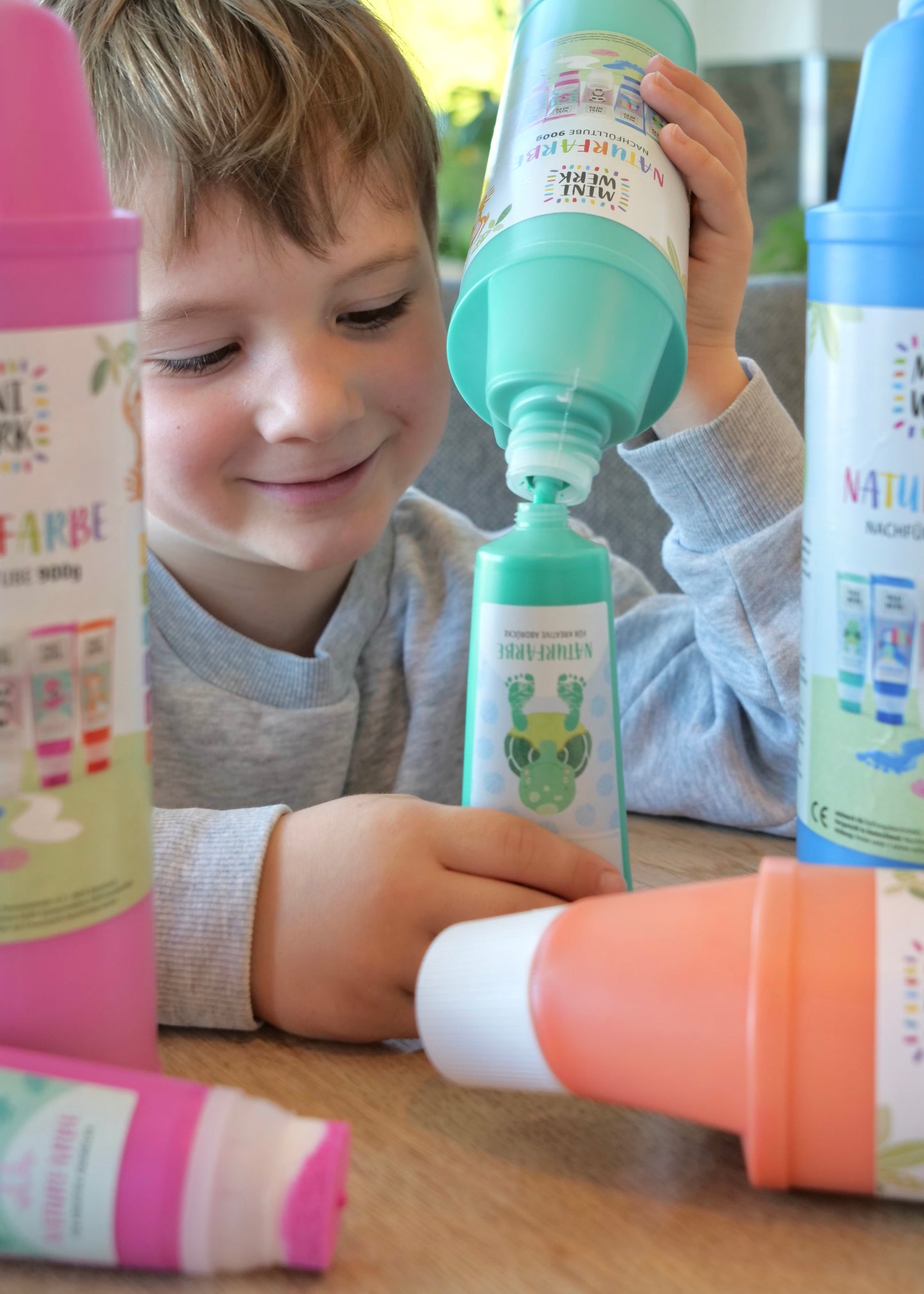*GROßES MALSET* - 5 Naturfarben mit Schwammaufsatz und Nachfülltuben