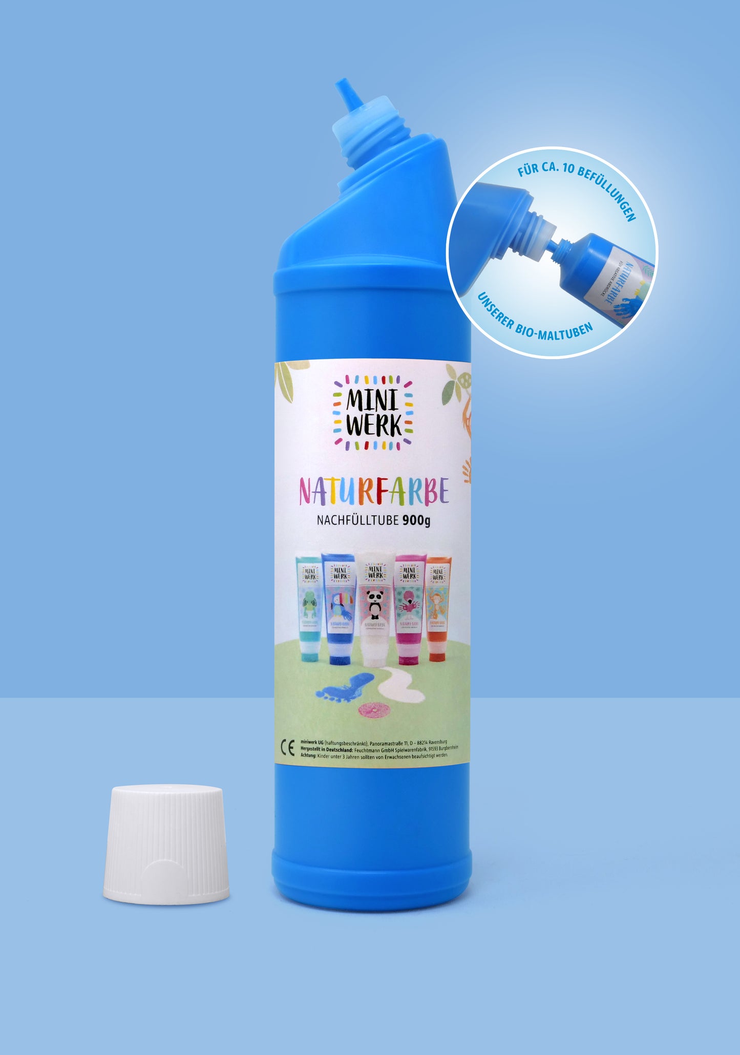 *NACHFÜLLTUBE BLAU* für Miniwerk Naturfarbe mit Schwammaufsatz