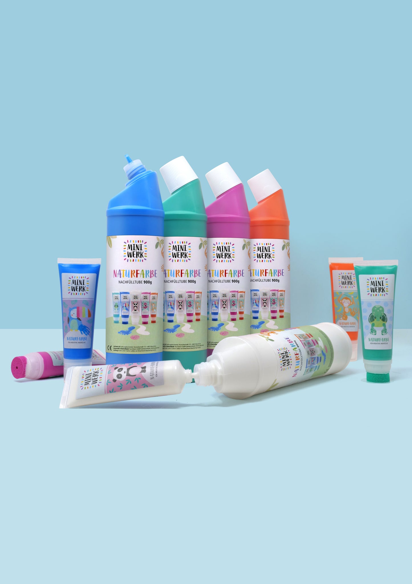 *GROßES MALSET* - 5 Naturfarben mit Schwammaufsatz und Nachfülltuben