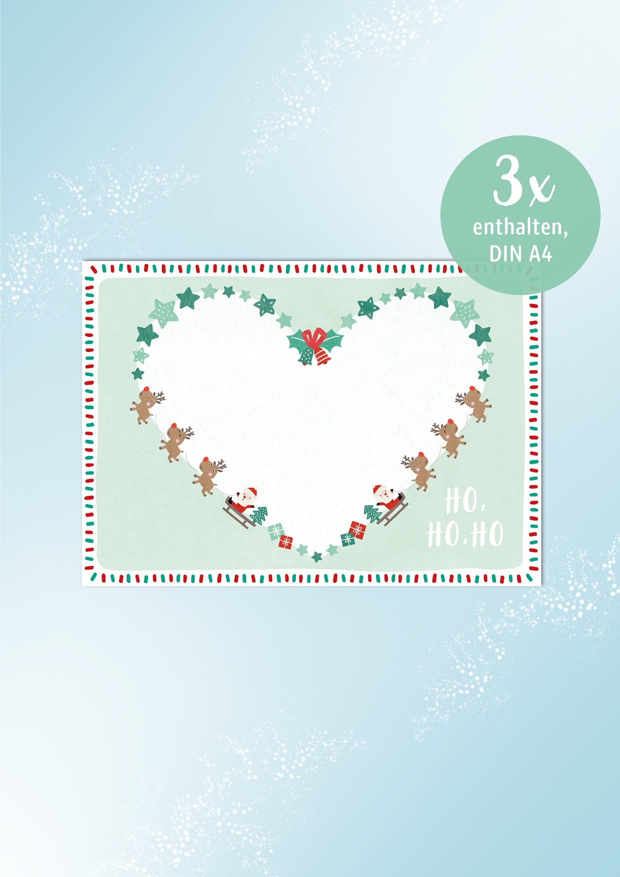 Weihnachtskarte *HO HO HO* 3 Stück