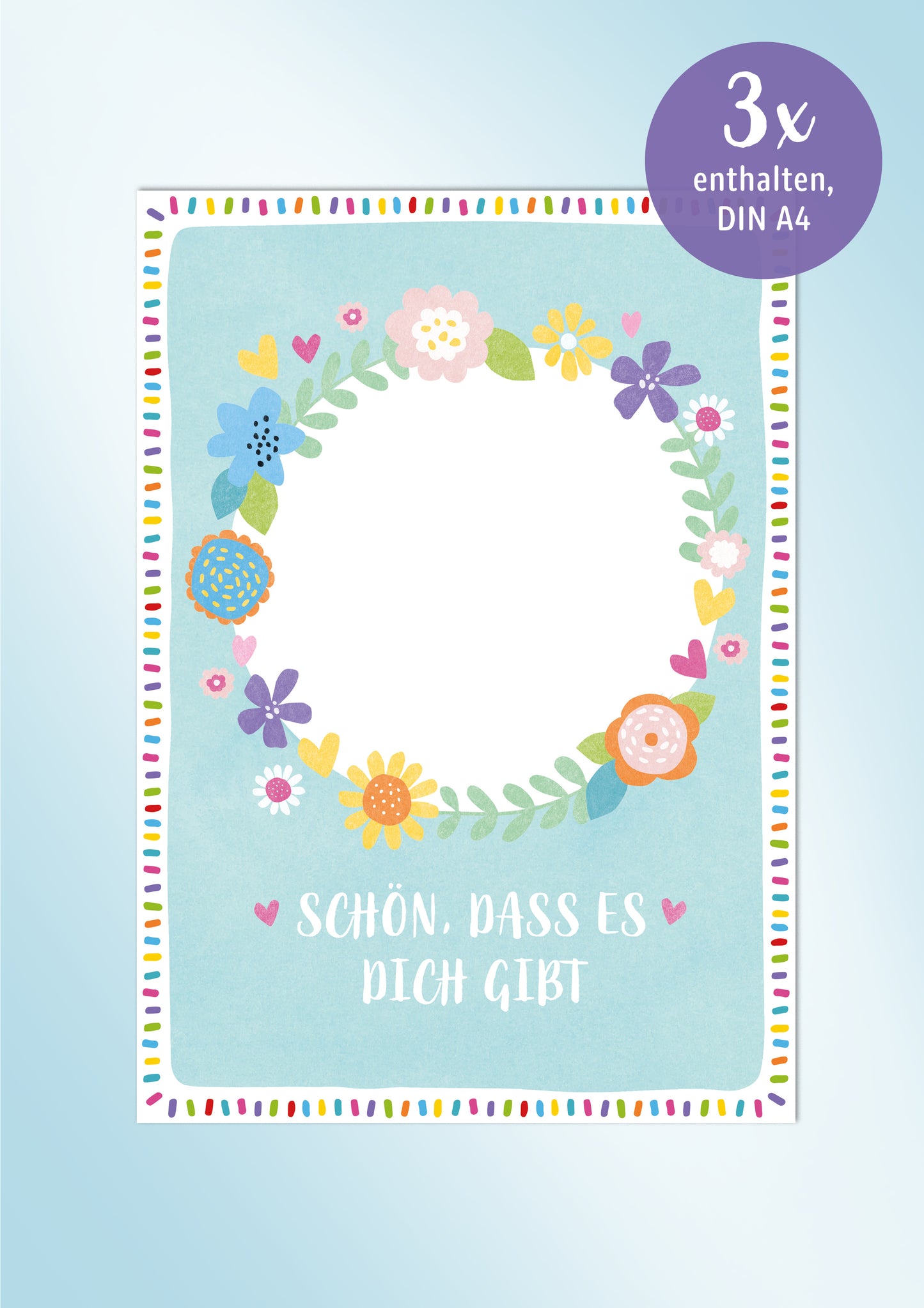 Kreativkarte *BLUMENKRANZ* für freies Gestalten 3 Stück