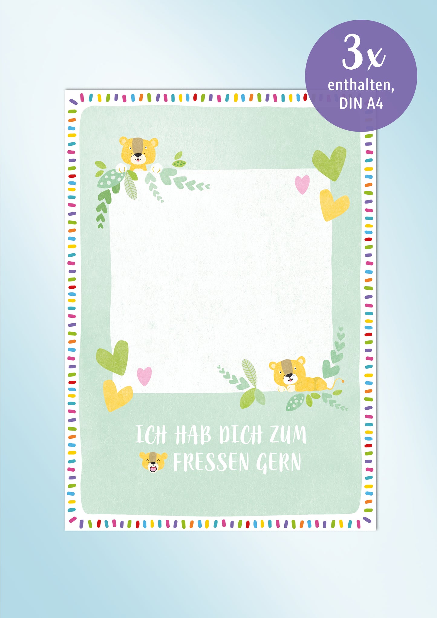 Kreativkarte *LÖWEN* für freies Gestalten 3 Stück