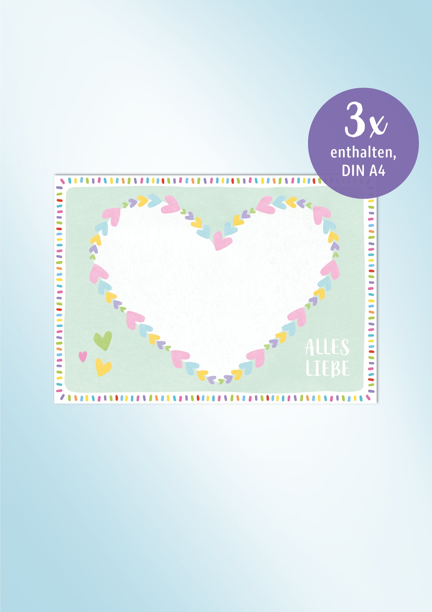 Kreativkarte *HERZ* für freies Gestalten 3 Stück