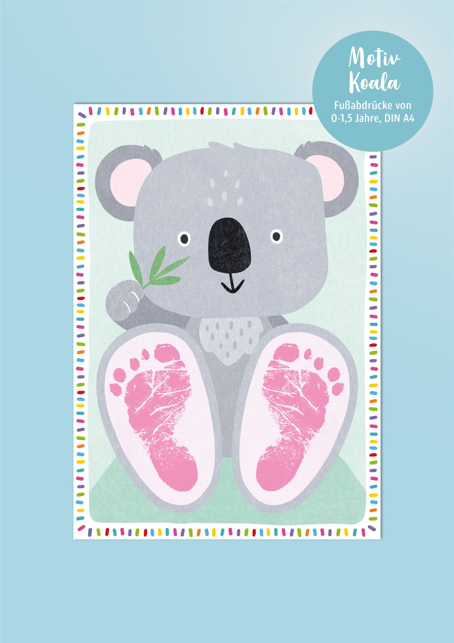 Motivkarte *KOALA* für Fußabdrücke rosa 3 Stück