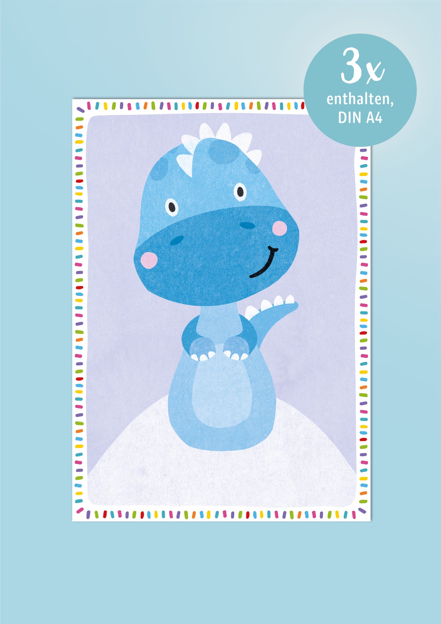 Motivkarte *DINO* für Fußabdrücke blau 3 Stück