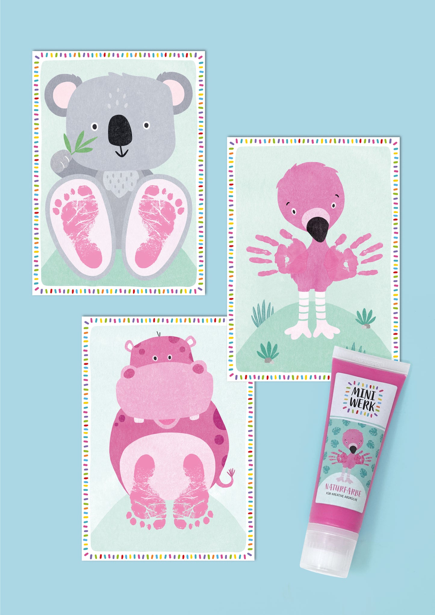 Baby Abdruckset *ROSA, ORANGE, WEIß* (0-1,5 Jahre)