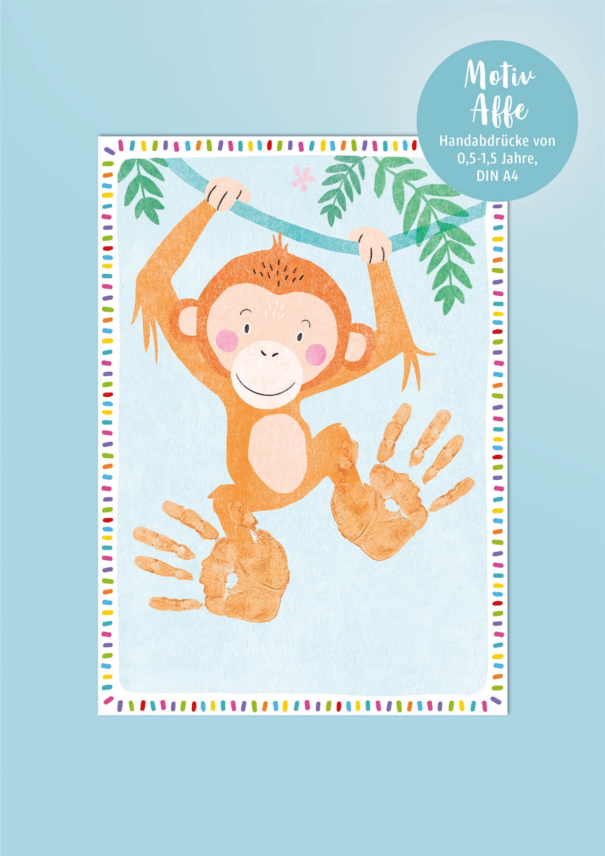 Motivkarte *AFFE* für Handabdrücke orange 3 Stück