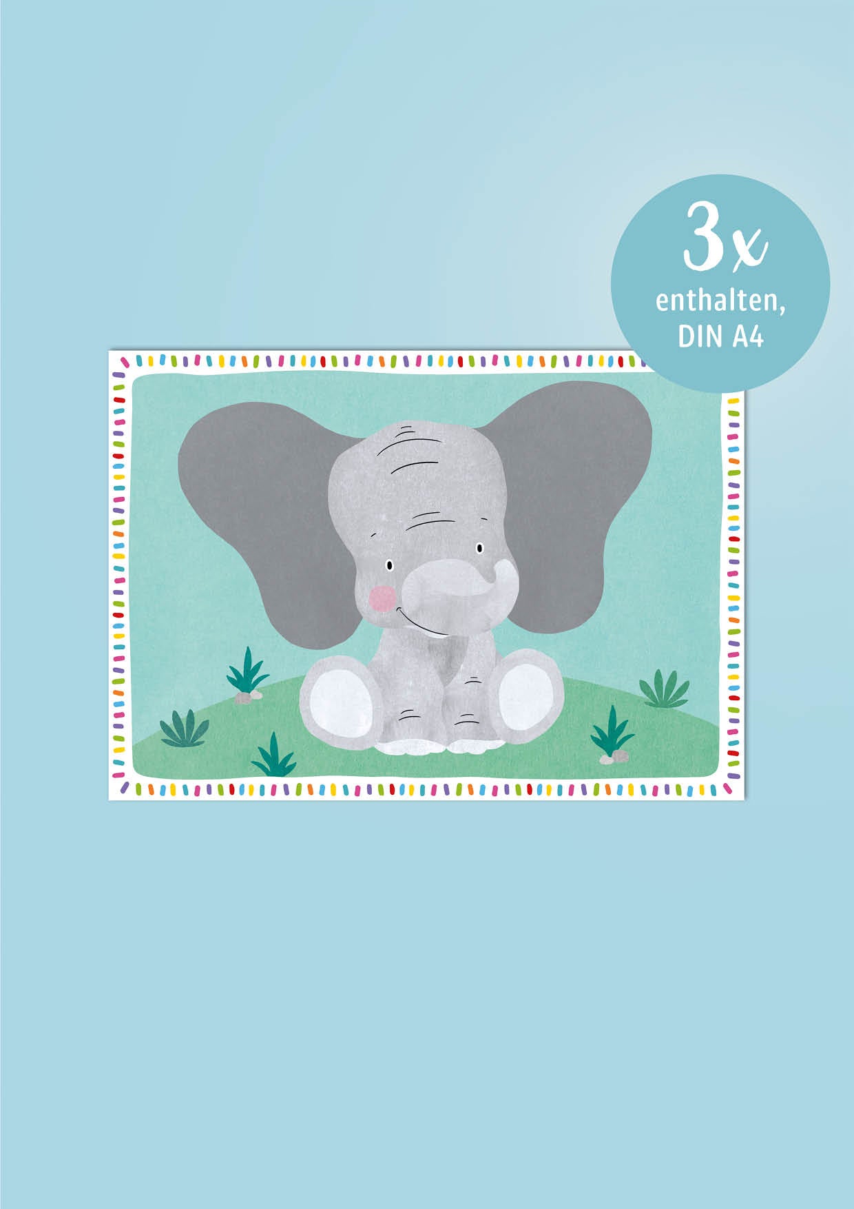 Motivkarte *ELEFANT* für Fußabdrücke weiß 3 Stück