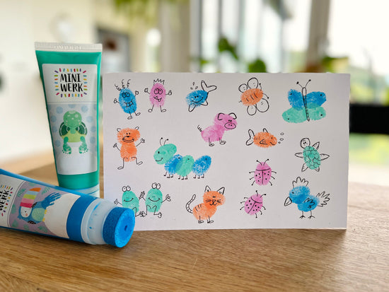 Miniwerk Mal- und Abdruckfarben für Fingerabdrücke, Gästebuch, Kindergeburtstag Bastelideen.