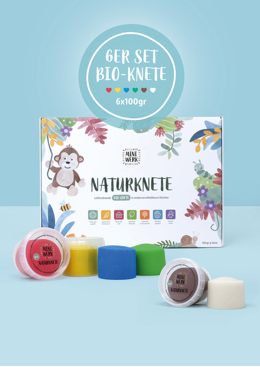 *BIO SOFTKNETE 6er SET 600gr* rot, gelb, grün, blau, braun, weiß