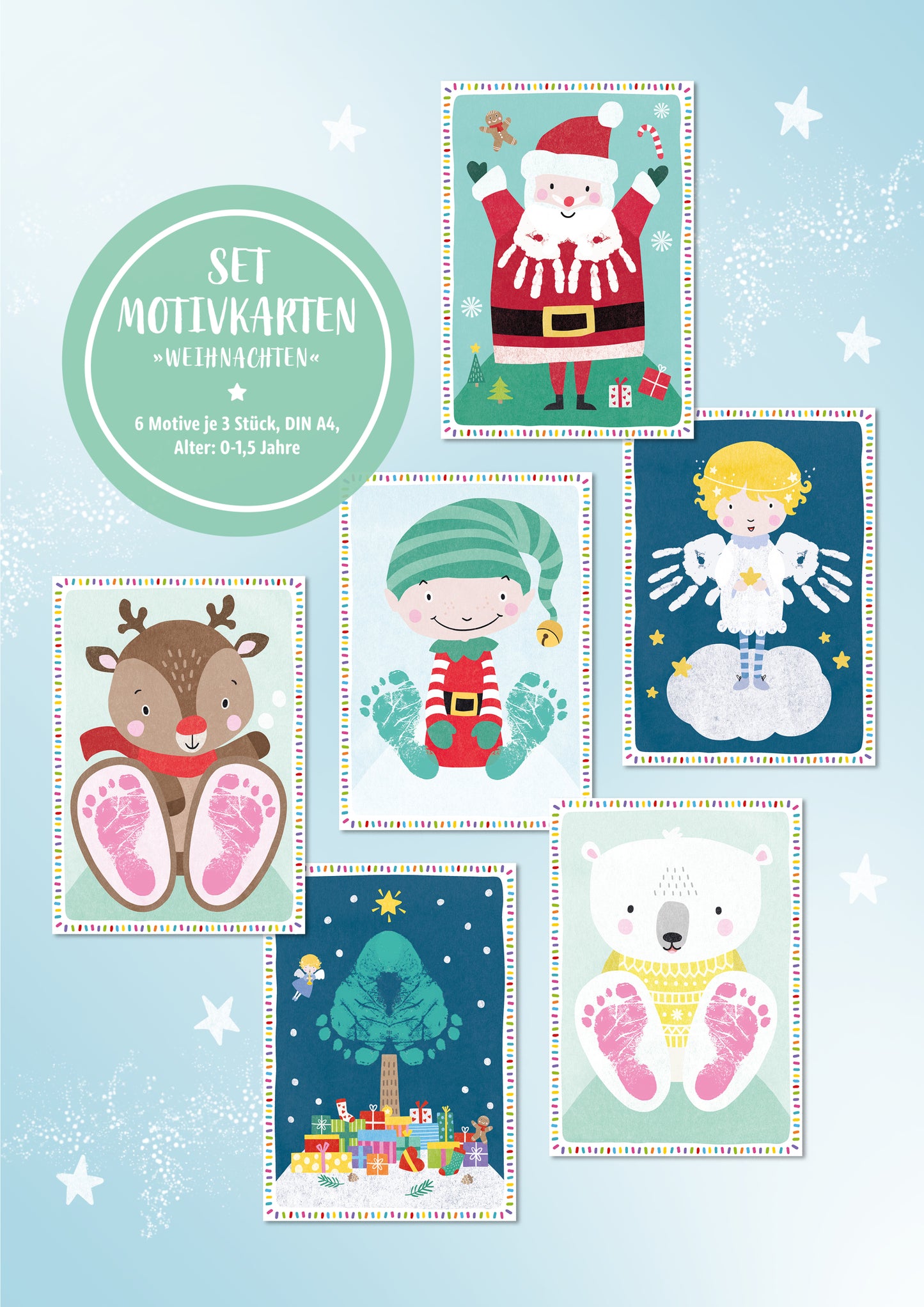 Weihnachtskartenset mit 6 Motivkarten à 3 Stück