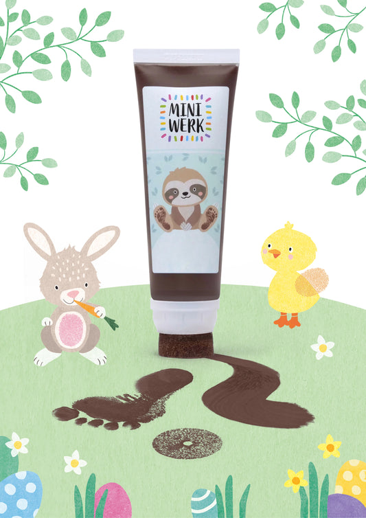 Mal- und Abdruckfarbe braun für Fußabdruck Baby, Basteln mit Baby