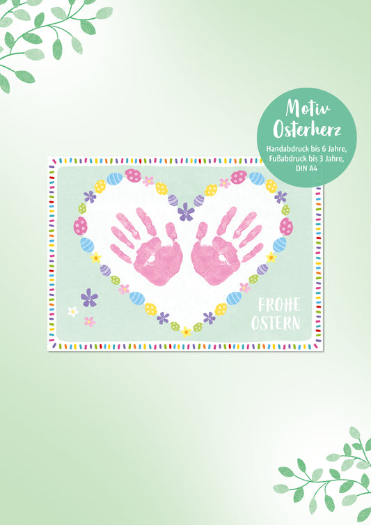 Kreativkarte *OSTERHERZ* für Hand- oder Fußabdrücke 3 Stück