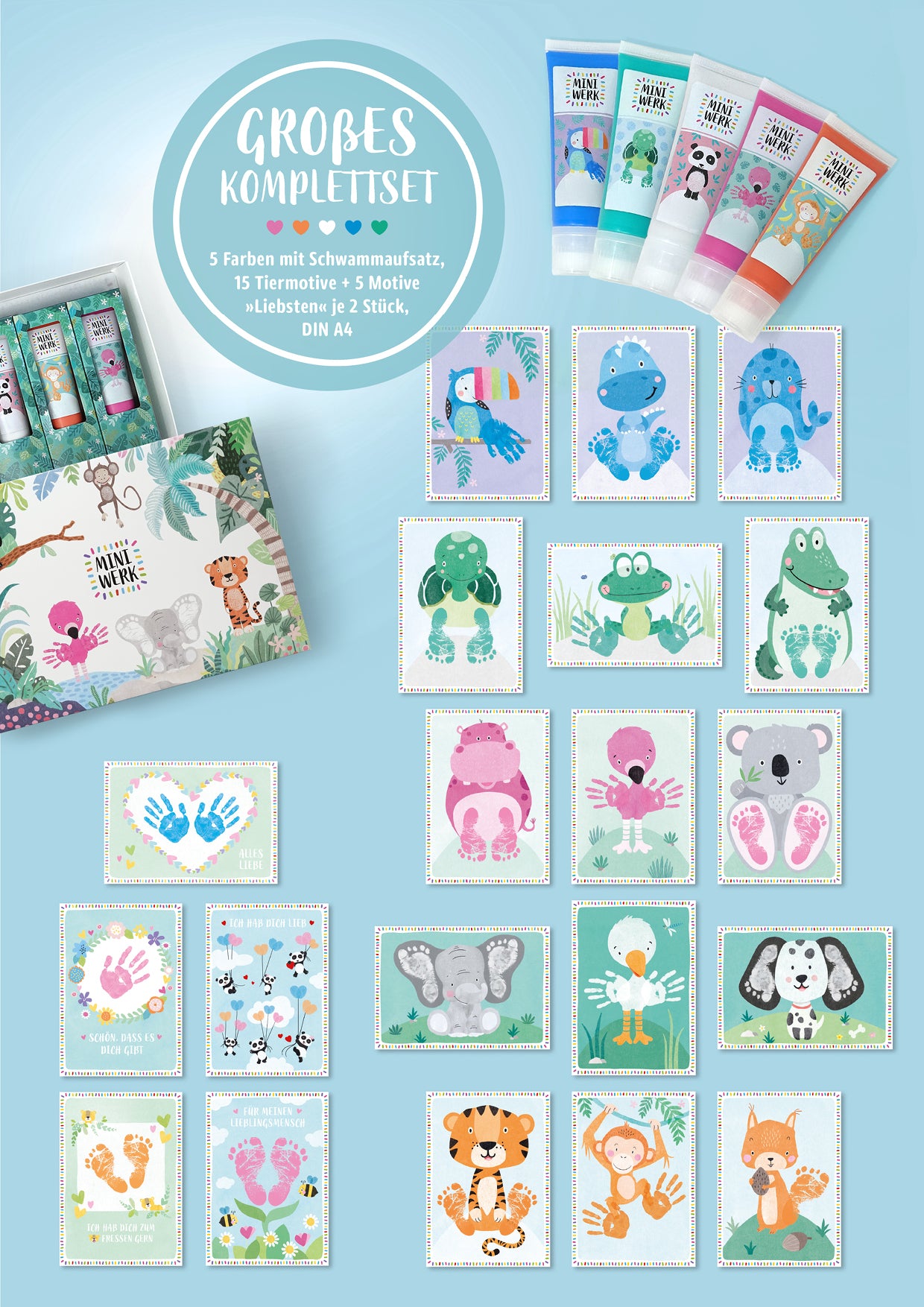 Miniwerk Baby Abdruckfarbe, Baby Abdruckset, Baby Fußabdruck, Baby Handabdruck, Erinnerungen gestalten, sicher und schadstofffrei