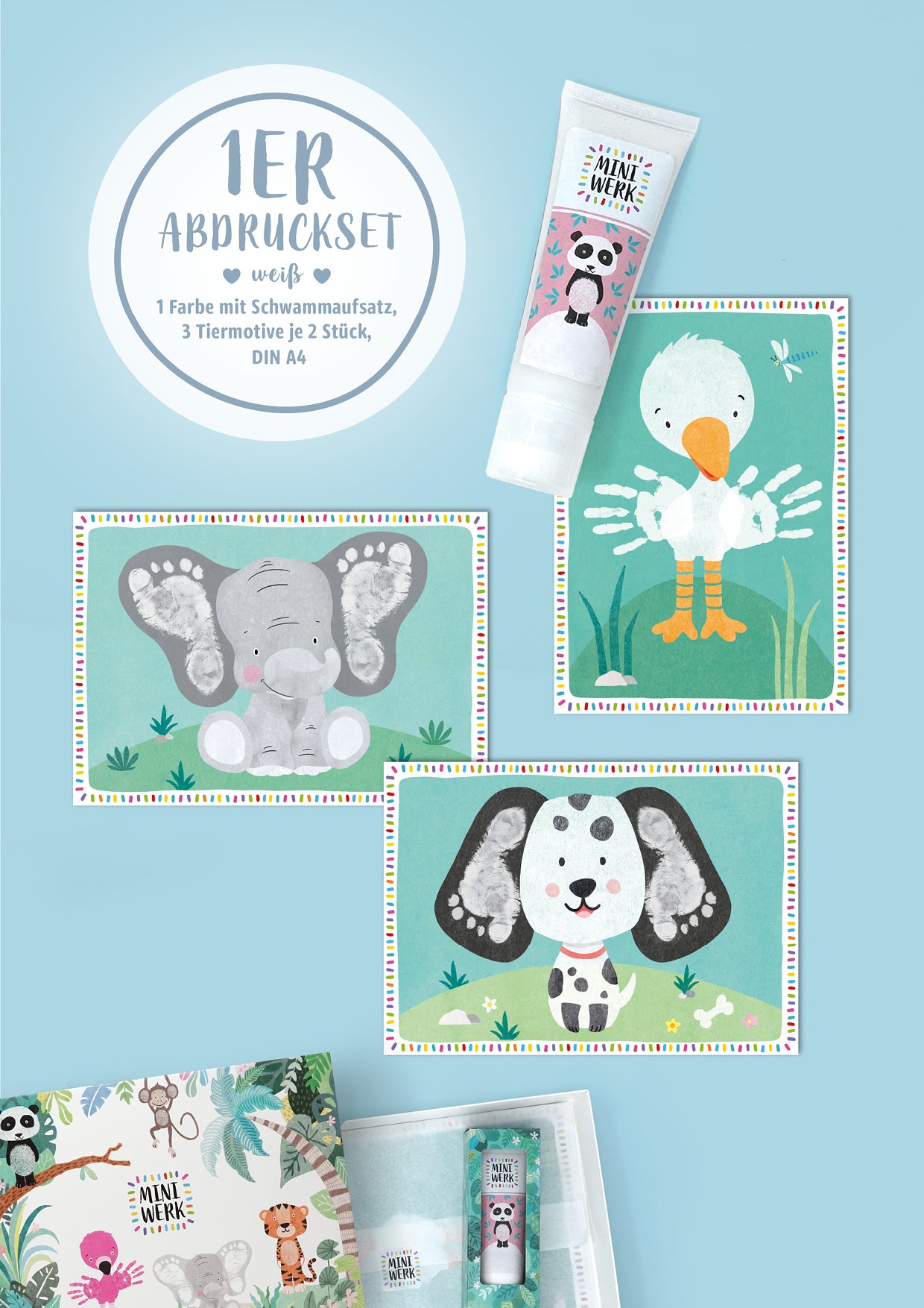 Miniwerk Baby Abdruckfarbe, Baby Abdruckset, Baby Fußabdruck, Baby Handabdruck, Erinnerungen gestalten, sicher und schadstofffrei