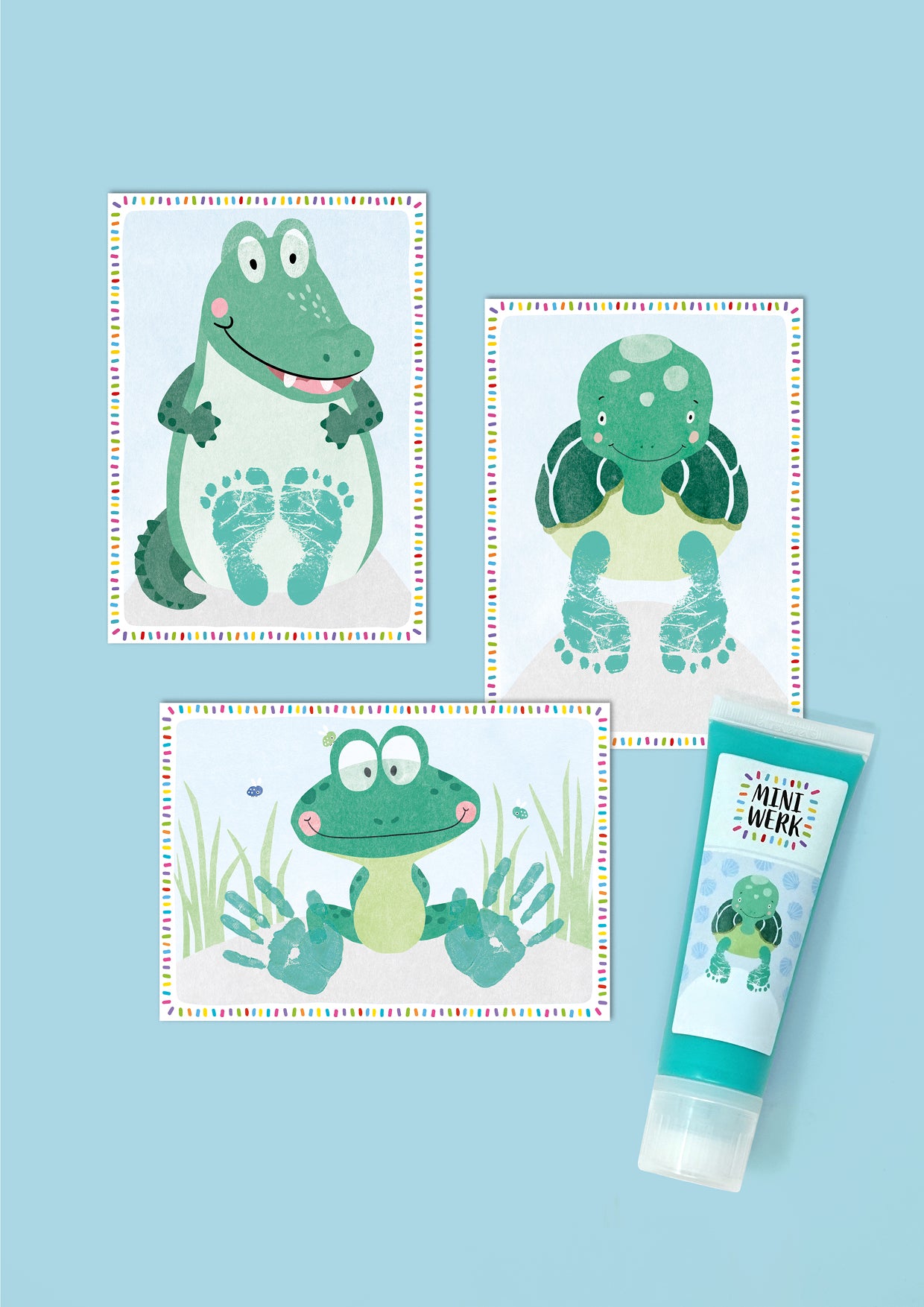 Miniwerk Baby Motivkarten für Baby Fußabdruck, Baby Handabdruck, Erinnerungen gestalten, DIY Geschenke, Dekoration Bilder Babyzimmer