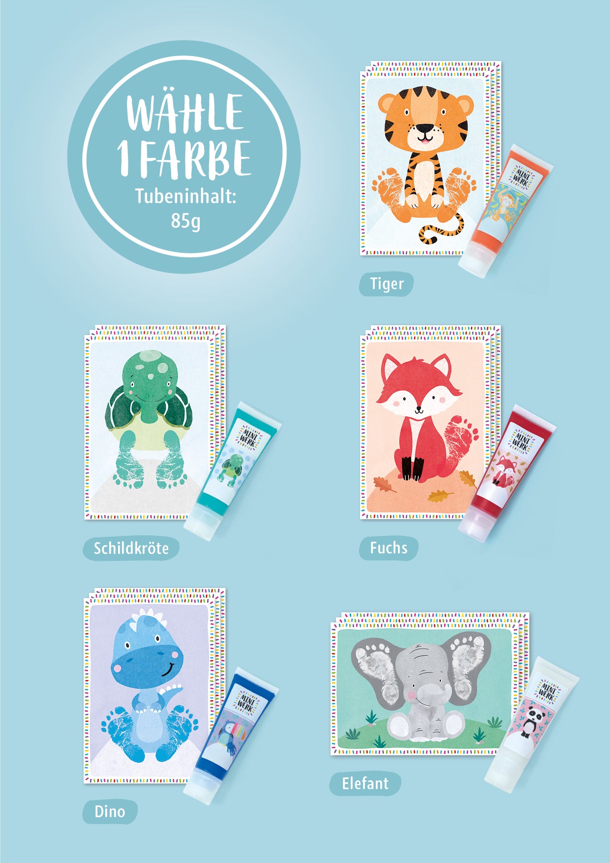 Miniwerk Baby Abdruckfarbe, Baby Abdruckset, Baby Fußabdruck, Baby Handabdruck, Erinnerungen gestalten, sicher und schadstofffrei