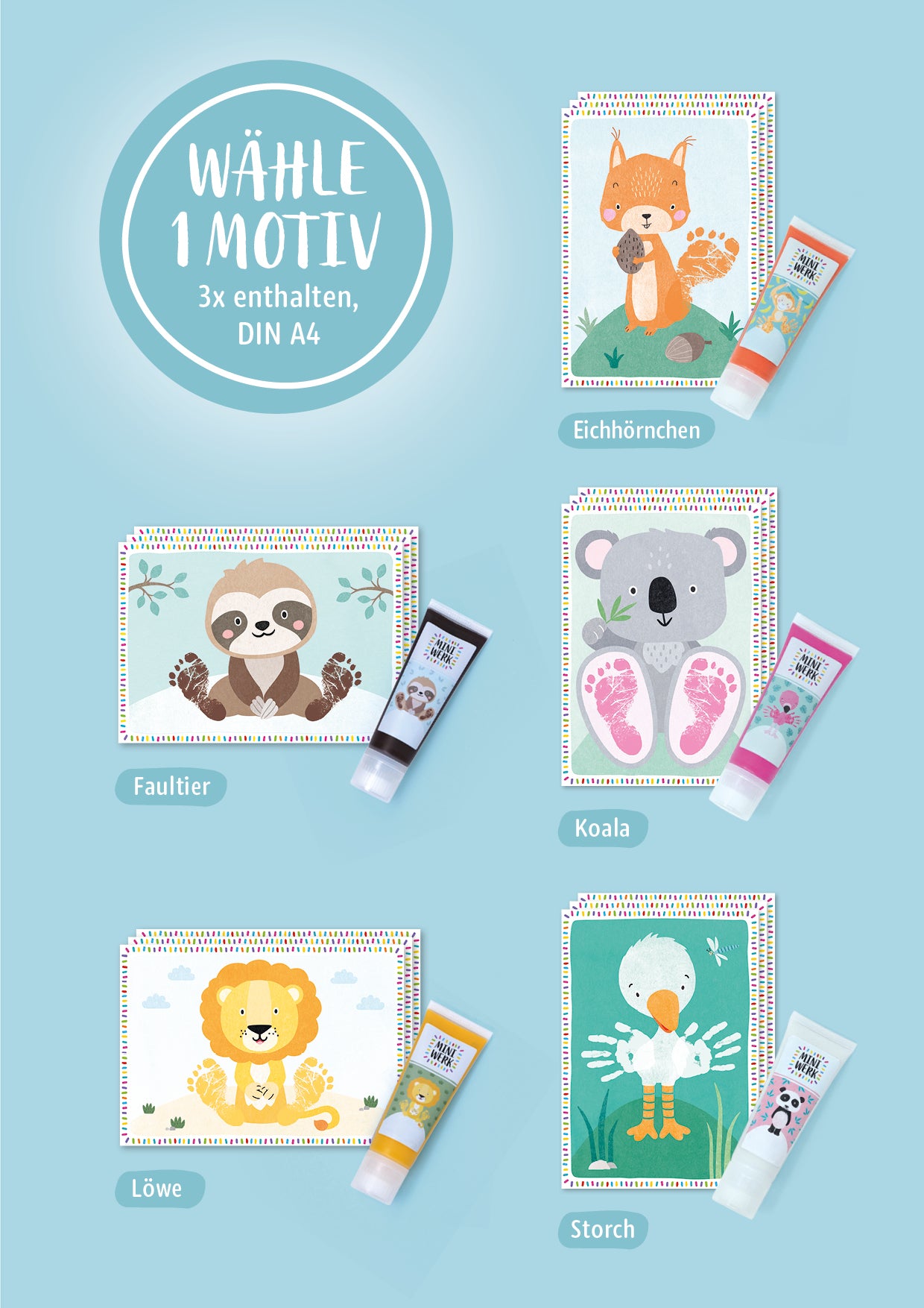 Miniwerk Baby Abdruckfarbe, Baby Abdruckset, Baby Fußabdruck, Baby Handabdruck, Erinnerungen gestalten, sicher und schadstofffrei