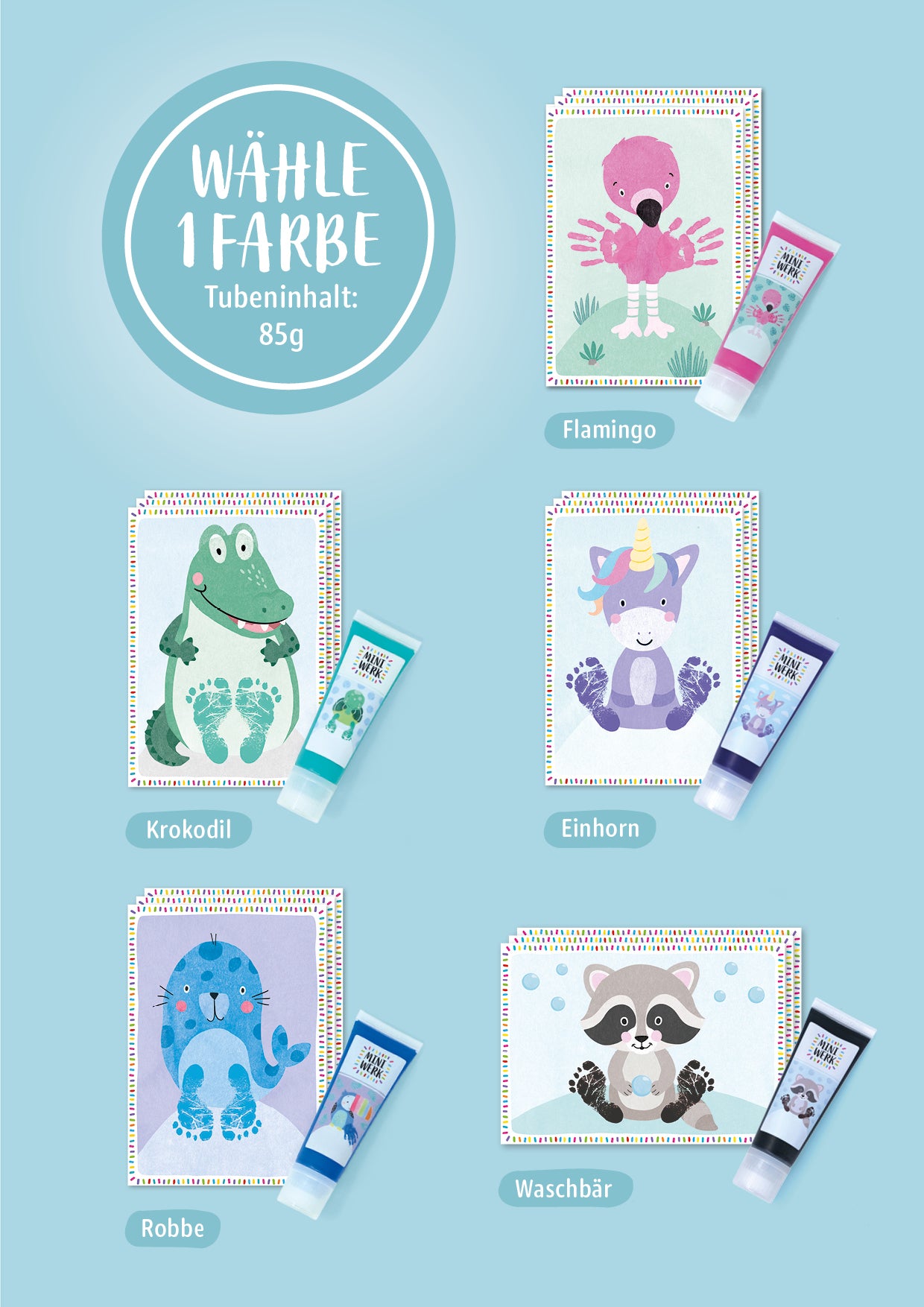 Miniwerk Baby Abdruckfarbe, Baby Abdruckset, Baby Fußabdruck, Baby Handabdruck, Erinnerungen gestalten, sicher und schadstofffrei