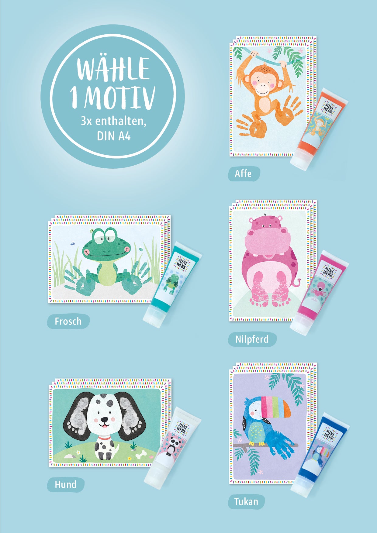 Miniwerk Baby Abdruckfarbe, Baby Abdruckset, Baby Fußabdruck, Baby Handabdruck, Erinnerungen gestalten, sicher und schadstofffrei