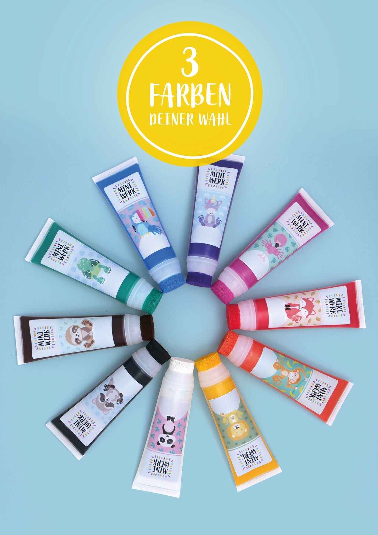 Miniwerk Mal- und Abdruckfarbe hergestellt in Deutschland, sicher, hautfreundlich und schadstofffrei für Baby Fußabdruck Erinnerung