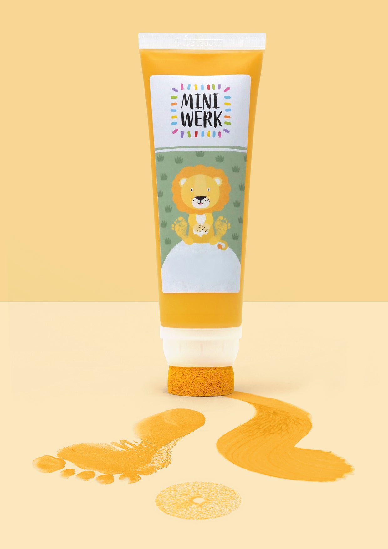 Miniwerk Baby Abdruckfarbe gelb, Baby Abdruckset, Baby Fußabdruck, Baby Handabdruck, Erinnerungen gestalten, sicher und schadstofffrei
