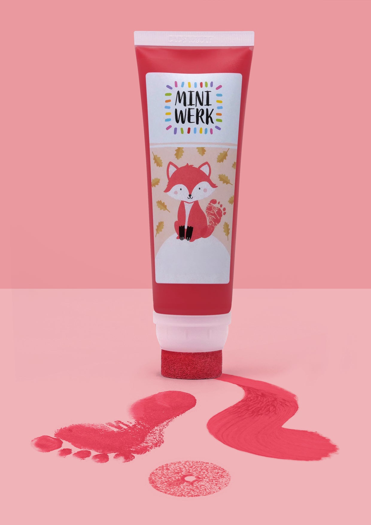 Miniwerk Mal- und Abdruckfarbe  rot, hergestellt in Deutschland, sicher, hautfreundlich und schadstofffrei für Baby Fußabdruck Erinnerung