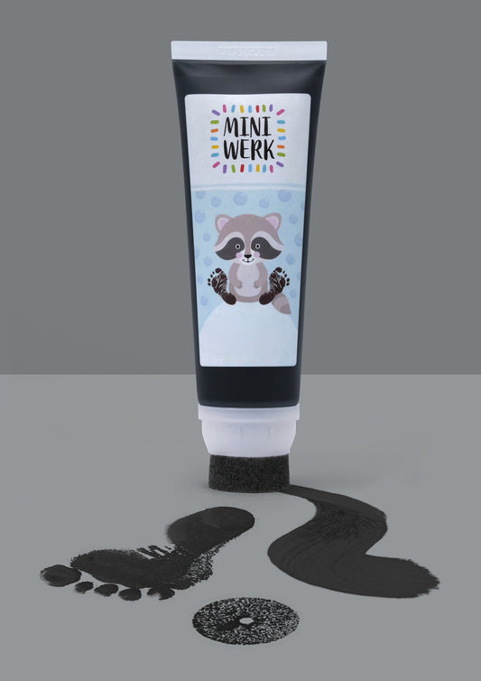 Miniwerk Baby Abdruckfarbe schwarz, Baby Abdruckset, Baby Fußabdruck, Baby Handabdruck, Erinnerungen gestalten, sicher und schadstofffrei