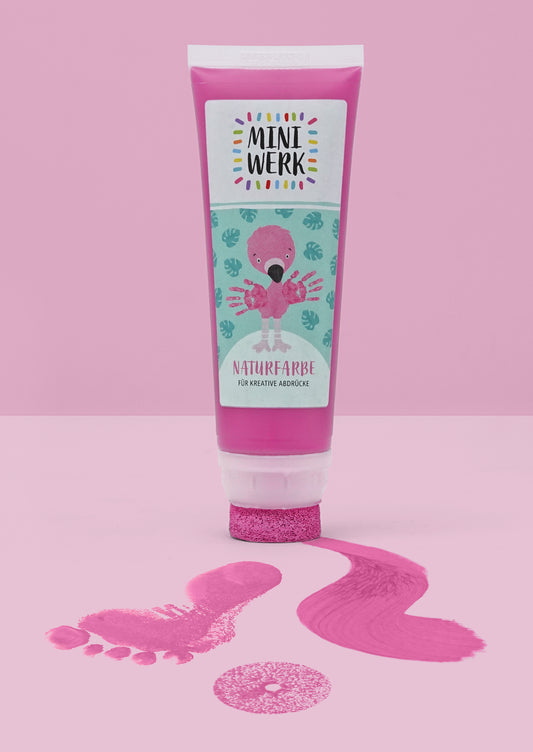 Bio Farbe rosa für Baby Fußabdruck